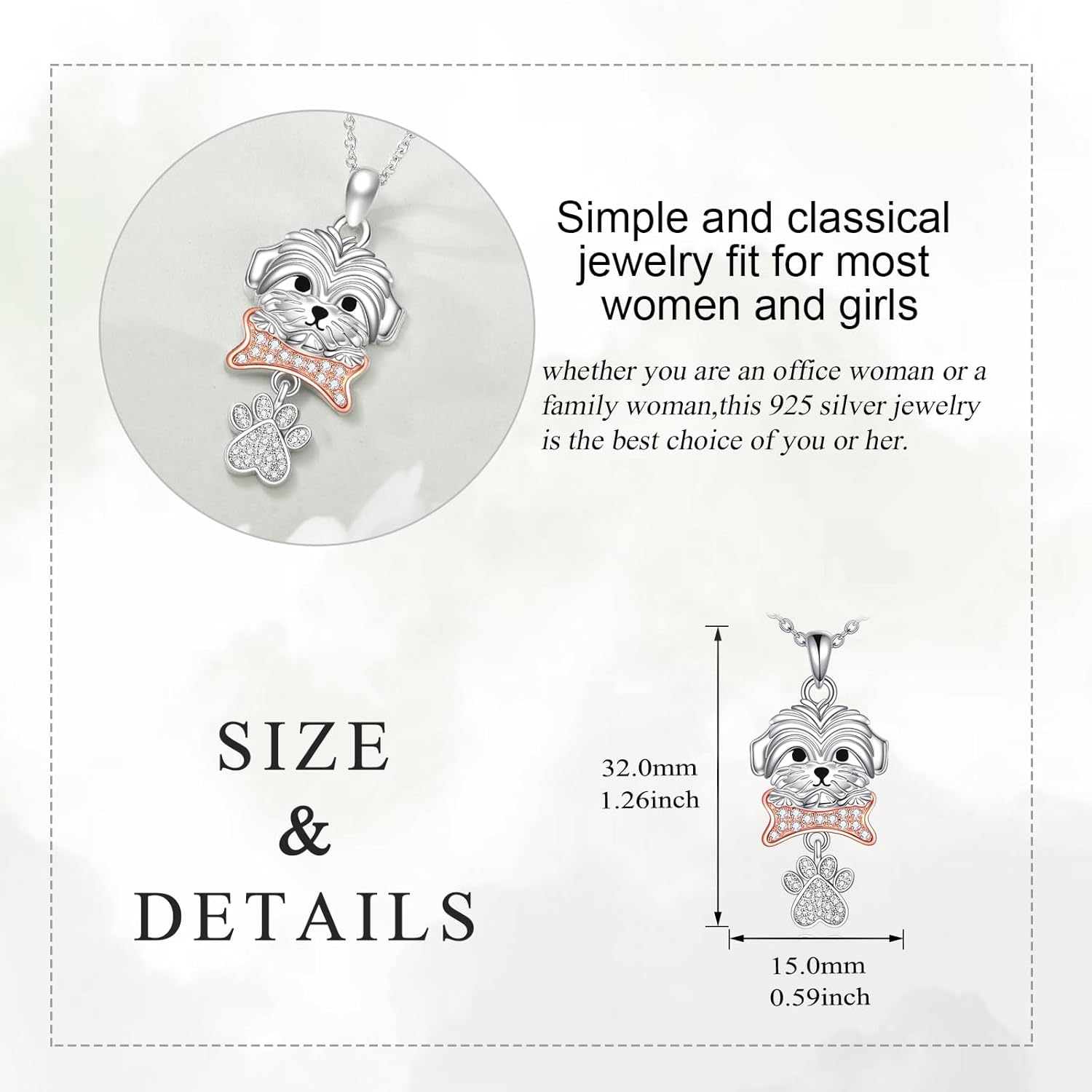 YAFEINI Maltese Dog Necklace for Women 925 Sterling Silver Maltese Dog Necklace Pendant Jewelry Birthday Gifts for Women - Image 5