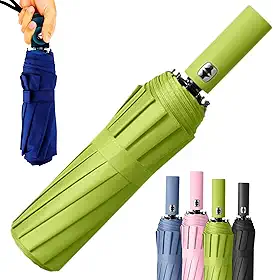 Guarda-Chuva Sombrinha Premium Grande Dobrável com Cabo de Madeira – Abertura Automática 1 Clique, Antivento, Proteção UV Impermeável, Elegante e Compacto para Qualquer Clima
