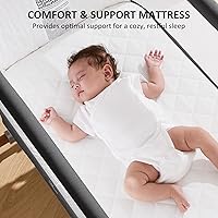 Vista 4 de 3 in 1 Baby Bassinet, Rocking Bassinet, Bedside Bassinet, 6-Height Adjustable, Bassinet Bedside Sleeper for Baby with Comfy Mattress, Breathable