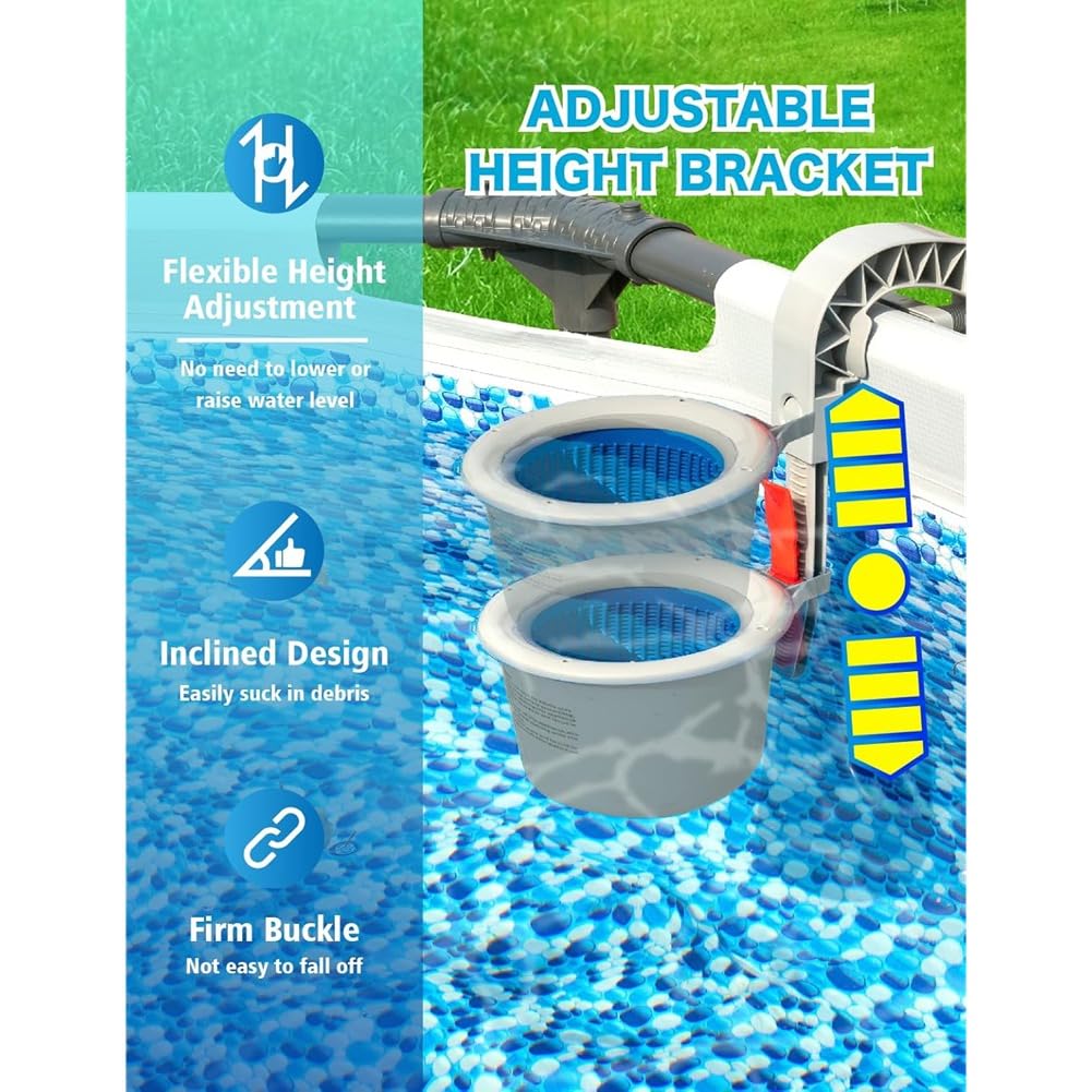 Skimmer para Piscinas Elevadas: Skimmer de Pared y Flotante para Hojas/Residuos, Compatible con Piscinas Inflables/con Estructura Metálica