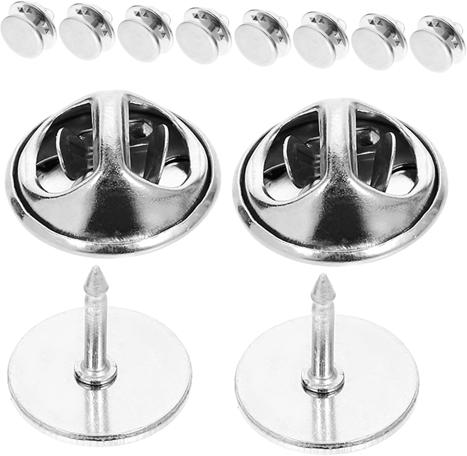Ipetboom 10pcs Locking Pin Backs for Enamel Pins Stainless Steel Clutch Back Brooch Parts for DIY Jewelry Making Secure and Easy to Use Butterfly Clasp for Tie Tacks and Badges
