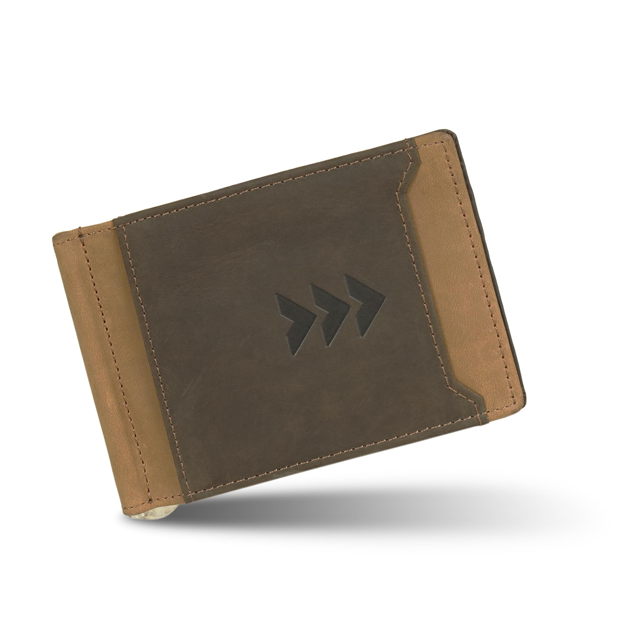 Money Clip Wallet for Men, Leather, Minimalist Style, Carbon, Slim Bifold with Card Slots Wallet (Brown)-image-32