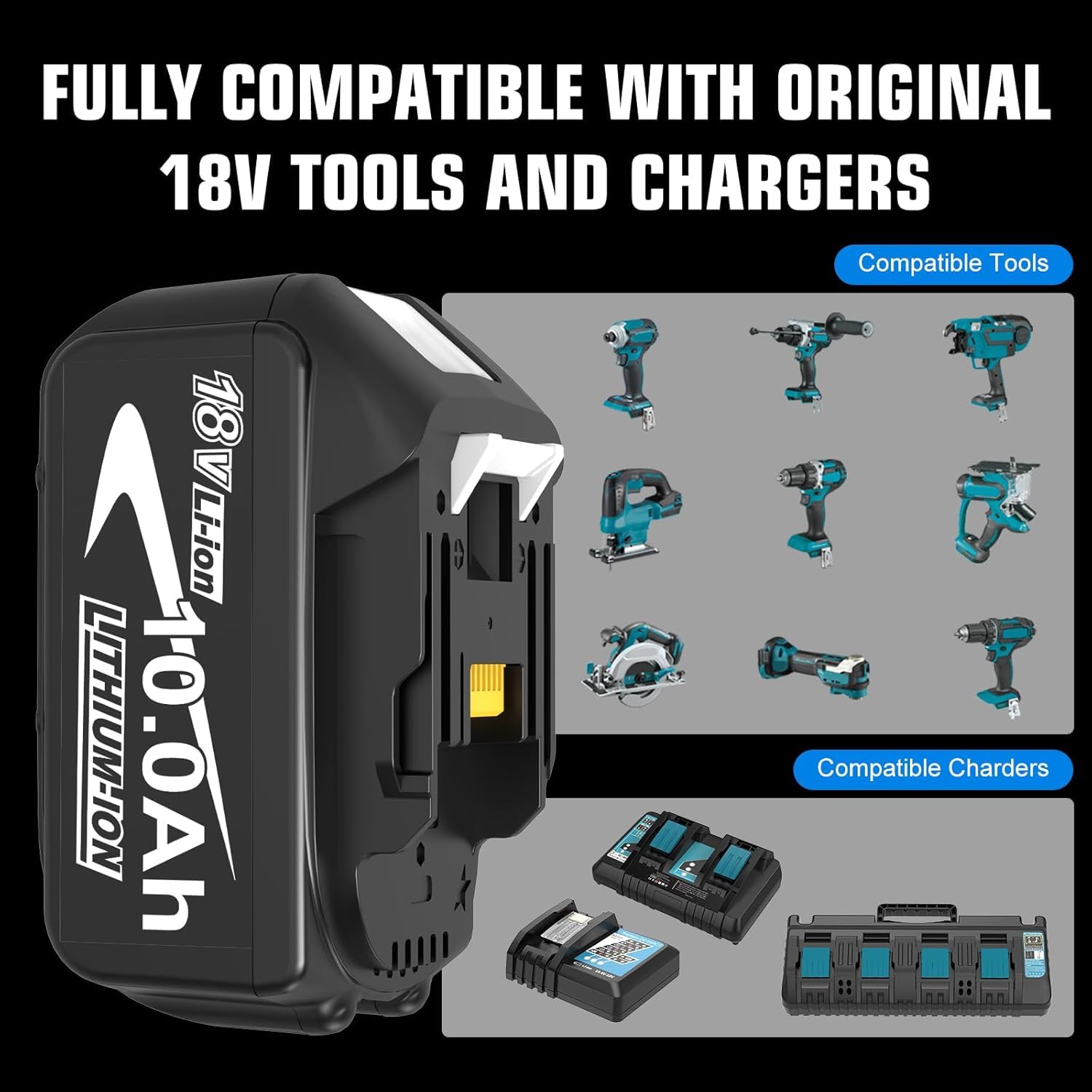 8 Stück 10.0Ah/10000mAh Ersatzakku für Makita Akku 18V BL1860B BL1850B BL1850 BL1860 BL1845 BL1840 LXT-400 mit LED-Anzeige Elektrowerkzeuge