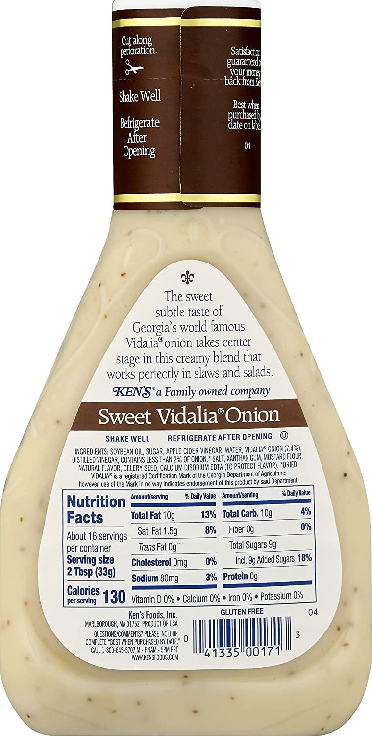 Ken's Steak House Sweet Vidalia Onion Dressing 16oz Bottle (Pack of 2)