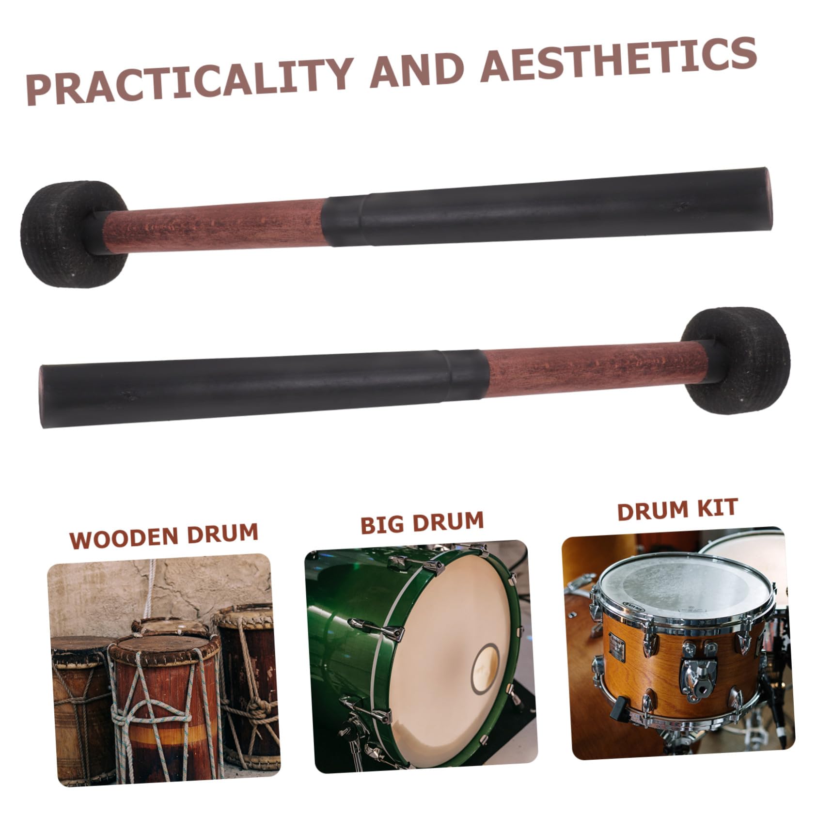 Mazos de Bombo Baquetas de Instrumentos de Batería Madera Cómodas para Práctica Elegantes para Niños y Estudiantes