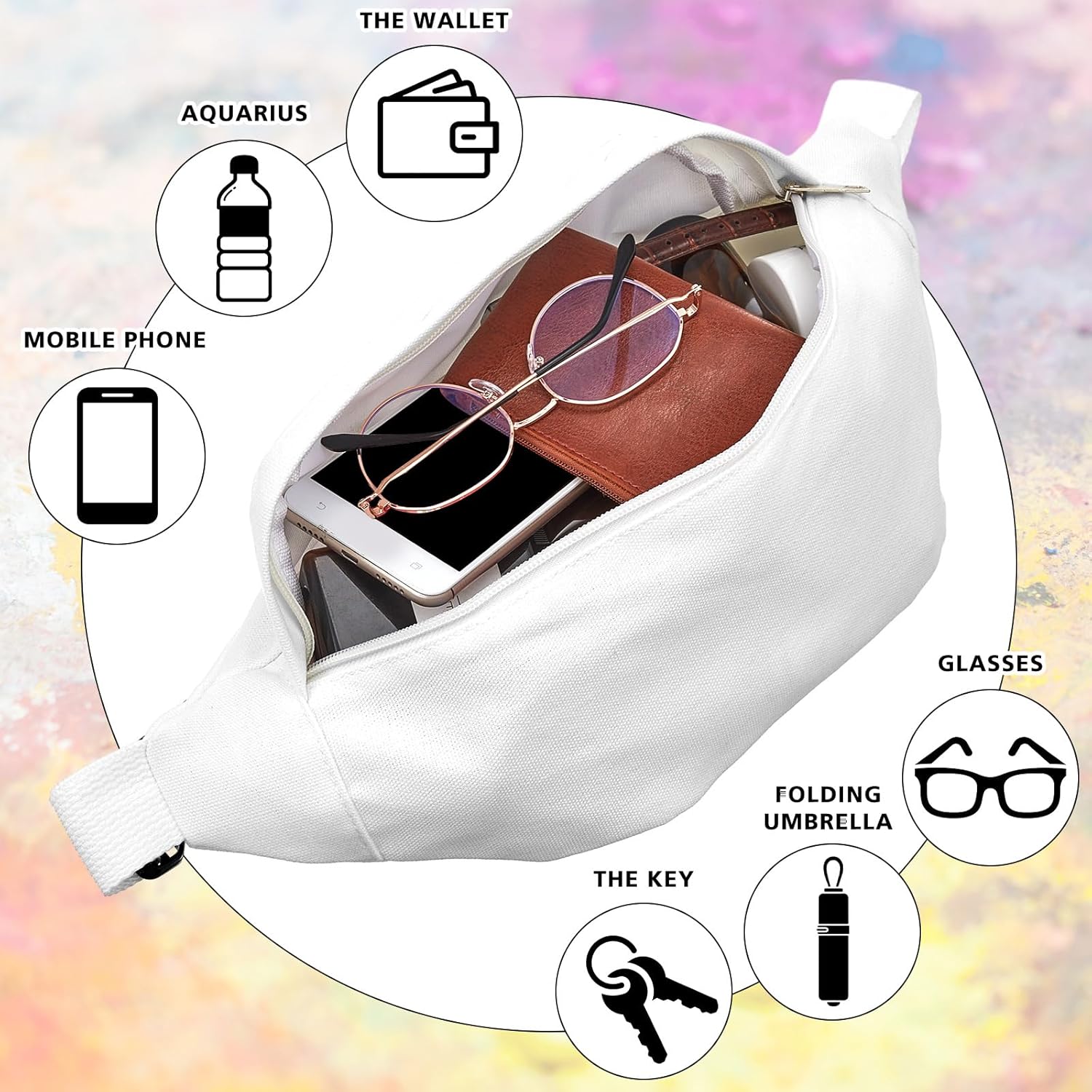 Silkfly White Cotton Fanny Pack for Tie Dye Kit White Items Things to Tie Dye Party Supplies Waist Pouch Dying Bulk for Large Groups Hip Belt Bags