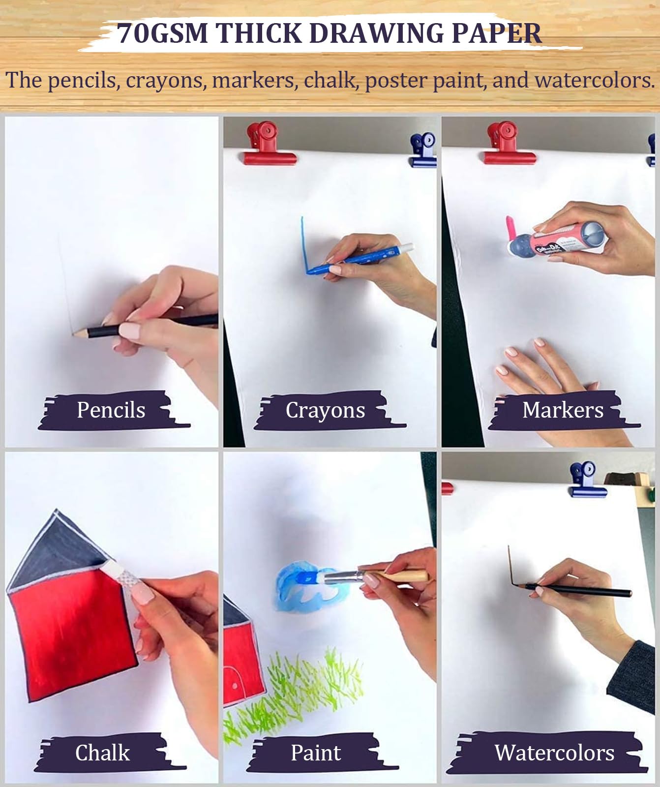 ASelected 2 Stück Zeichenpapier Rolle Weiß, 43cm x 25M Papierrolle Malen Kinder Papierrolle Zeichnen 70g/qm für Kleinkinder, Staffeleipapier, Flipchart, Wandkunst, Geschenkpapier