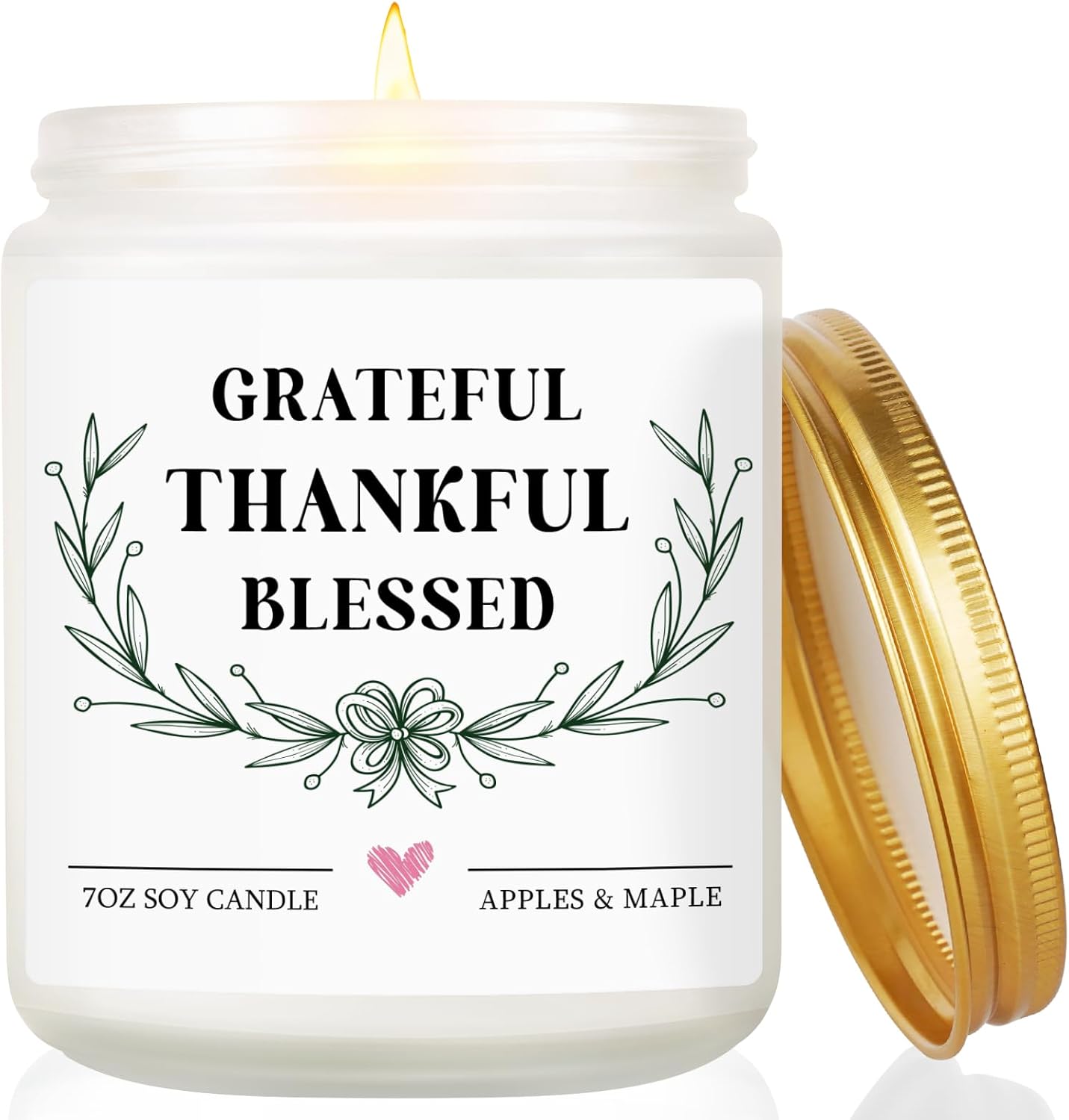Gifts for Women Men, Grateful Thankful Blessed Candle - Apple Maple Scented, Thanksgiving Housewarming Gifts for Hostess Friend, Christian Gift for Women, Fall Decorations for Home