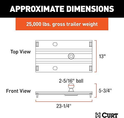 Miniatura 2 de CURT 16055, placa con pivote cuello de cisne para remolque con quinto neumático