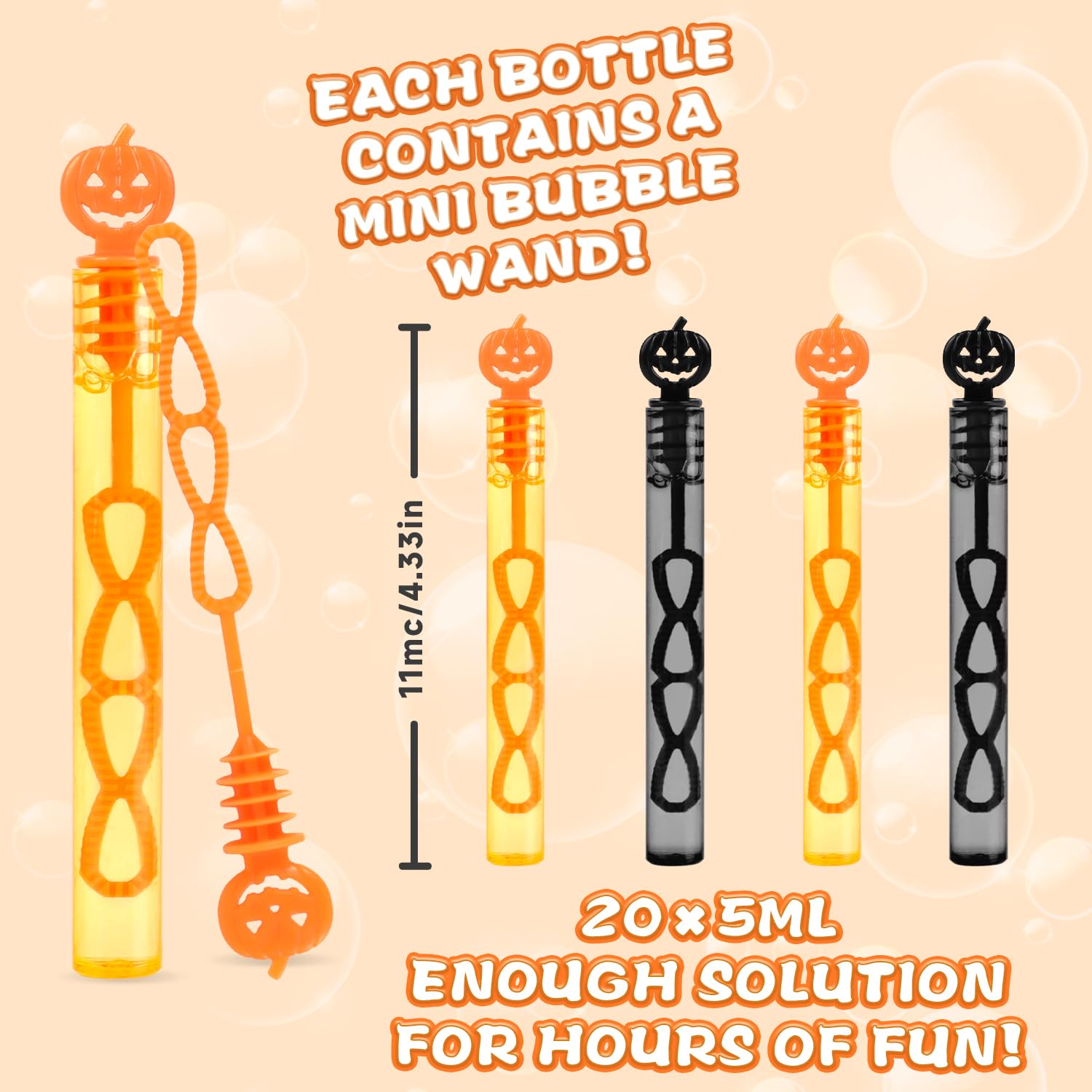 SULOLI Bubble Wand for Kids,20PCS Halloween Mini Bubbles for Party Bags Bubbles Party Bag Fillers Halloween Prizes for Kids Halloween Toys for Party Bags - Image 2