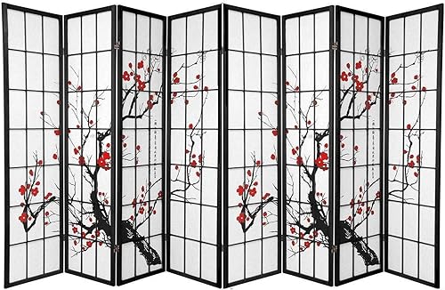 Miniatura 1 de Legacy Decor Biombo de 4 paneles para habitación con diseño de ciruelo en flor.