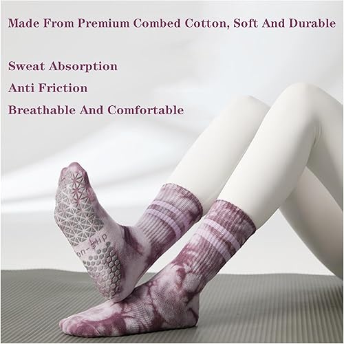Miniatura 5 de Calcetines de agarre para mujer, pilates, calcetines de yoga antideslizantes con agarres para ballet danza, entrenamiento descalzo, calcetines de