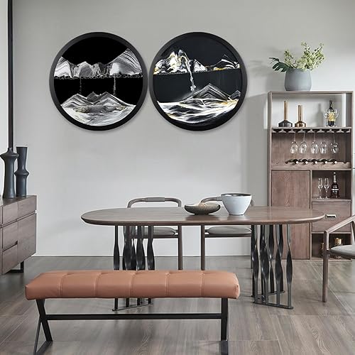 Miniatura 2 de Arte de arena móvil de 17.3 pulgadas, decoración de pared 3D de flujo montado en la pared, pintura de arena colgante, movimiento líquido, rotación