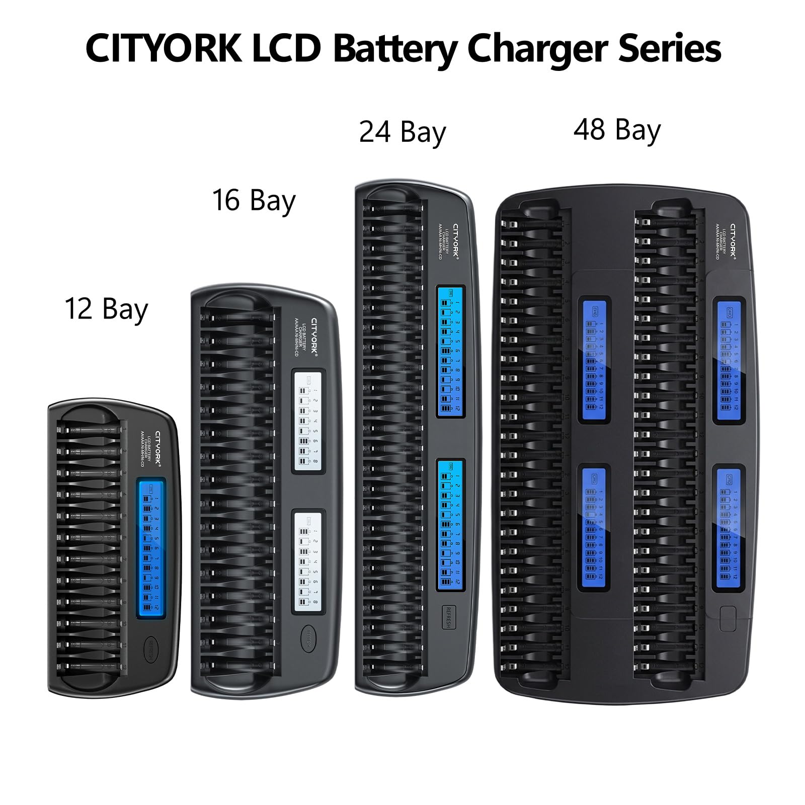 PALO - Cargador de batería inteligente recargable para el hogar, 16 bahías 1.2 V AA AAA Ni-MH/NiCD cargador de baterías recar
