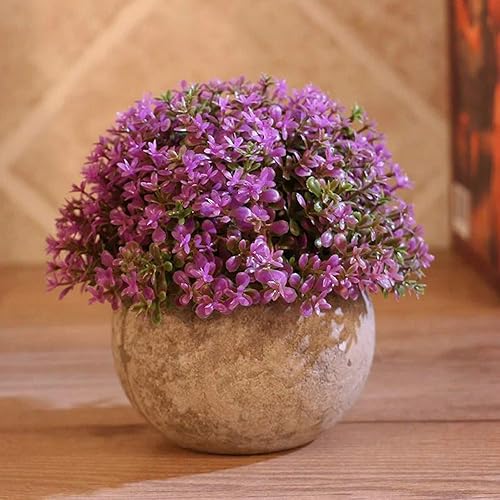 Vista 10 de Ogrmar - Mini plantas artificiales de plástico para plantas artificiales en maceta/pequeña imitación verde Hoja verde