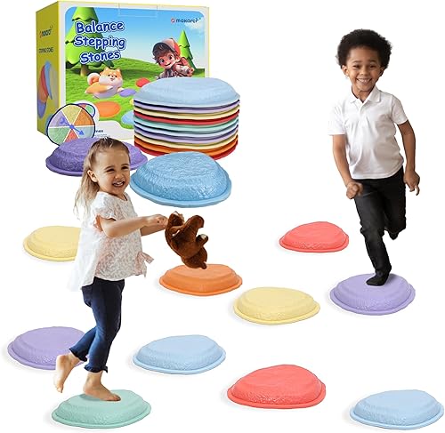 Miniatura 7 de makarci Stepping Stones para niños, 6 piezas de juguetes sensoriales para niños pequeños, coordinación y habilidades motoras para jugar en