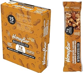 HoneyBar HoneyBar Snack Bars, Almond Salted Caramel, Gluten-Free, Non-GMO, Vegetarian, 40 g Bars, 15 Count, Almond Salted Caramel,
