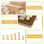 Ensemble d'échecs pliant en bois de 15" avec pièces Staunton de 3" et 2 reines supplémentaires