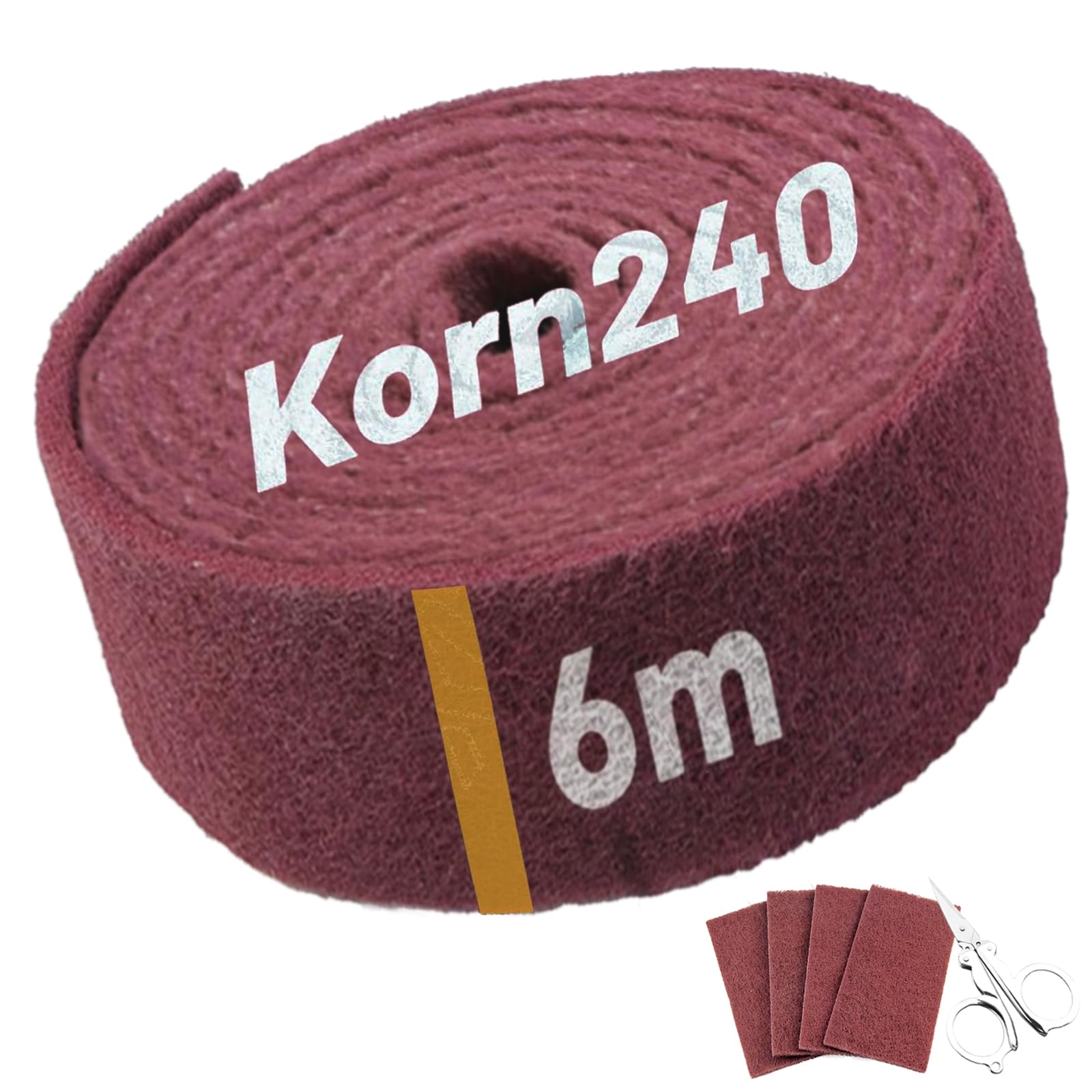 Rouleau Abrasif Intissé 6m X 100mm Grain 240 - Pour Ponçage Bois, Métal, Inox