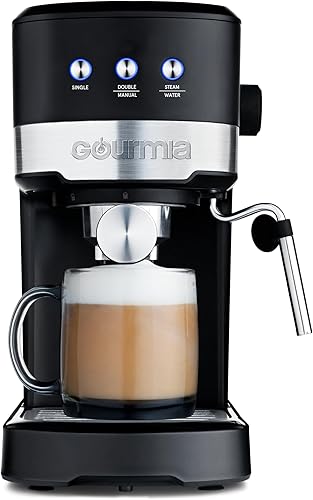Miniatura 4 de Gourmia Máquina de café expreso de 15 barras con potente varita de espuma con depósito de agua extraíble de 1.2 L, color negro