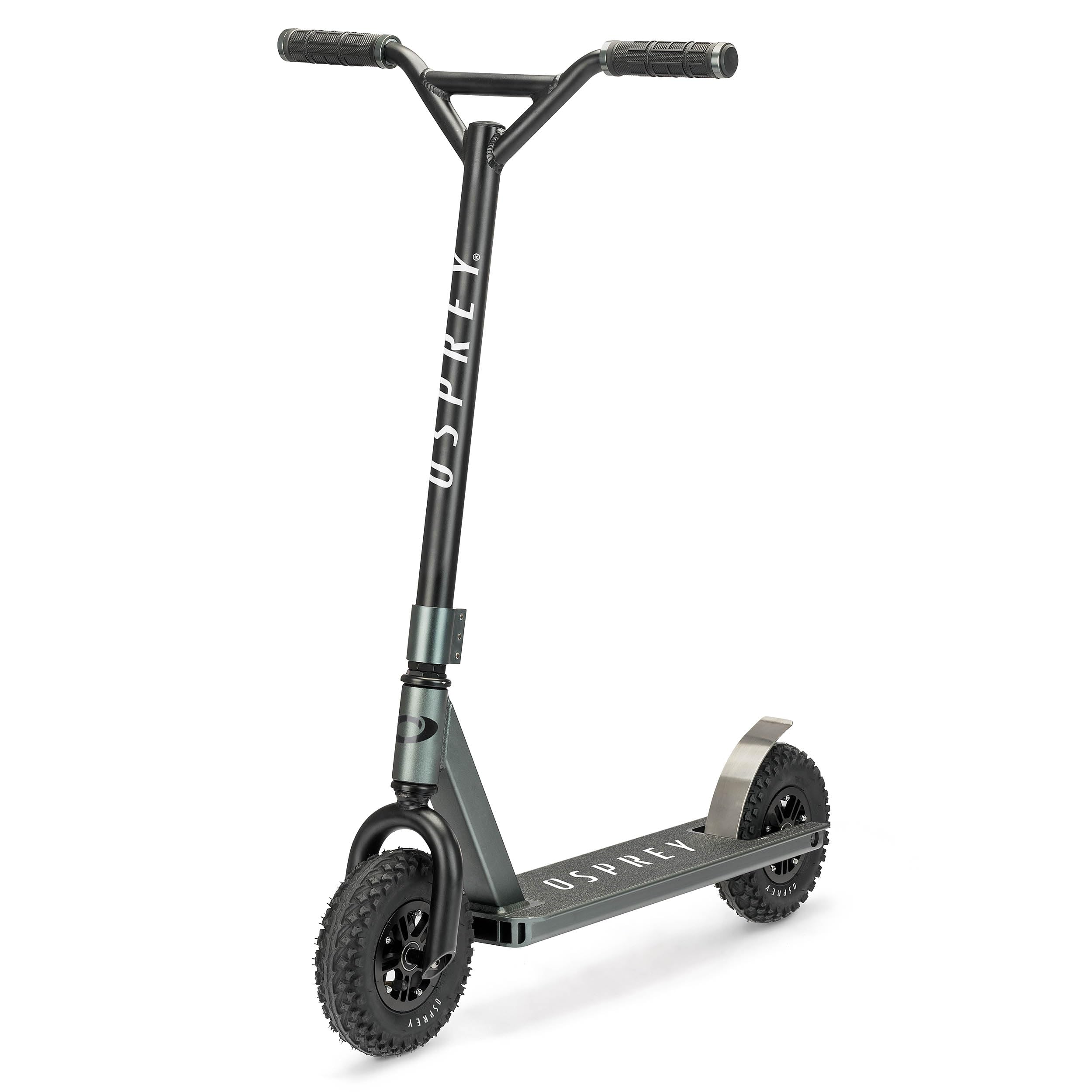 Osprey Dirt Scooter | for Adults and Beginners Scooter with Chunky Road Tyre Off Road All Terrain Pneumatic Trail Tires and Aluminium Deck, Multiple Colours, Grey, 53 x 85 x 88 cm