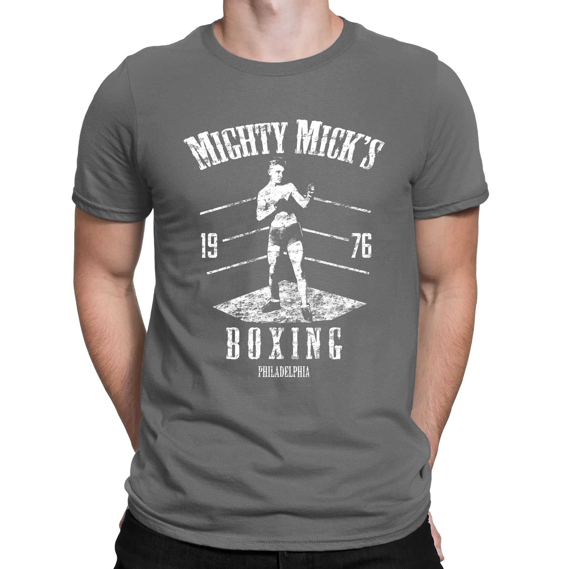 Flip Unisex Charcoal Grey Mighty Micks Boxing Gym Rocky Movie Inspired Mens T-Shirt (L)