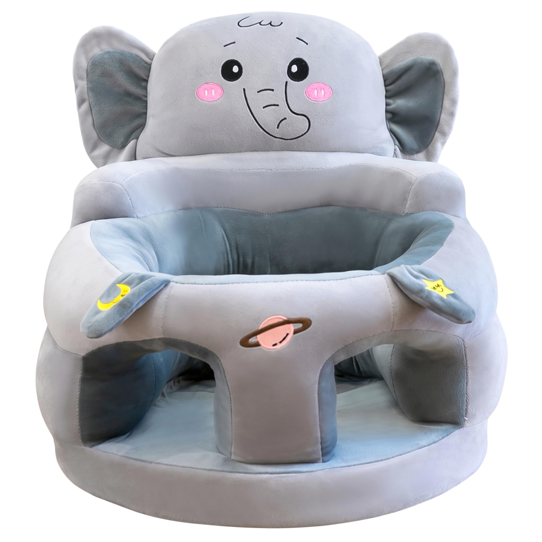 Sit Me Up Bodensitz für Babys, weicher Babysitz-Stützstuhl, grauer Elefanten-Kindersitz (17, 7 x 17, 7 x 15, 8 Zoll)