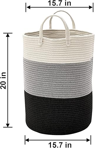 Miniatura 8 de Spmor Cestas de almacenamiento de cuerda de algodón de tamaño XXL, cesta tejida para ropa sucia para bebé, sofá, almohadas, toallas, juguetes o