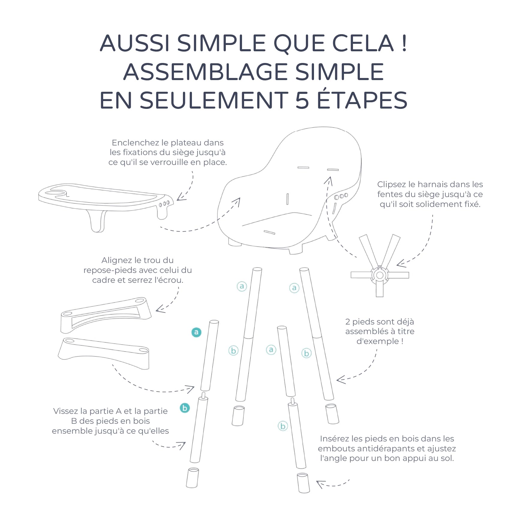 MS BabyWorld – MIKA – Chaise Haute pour Bébé 3 en 1 | Convertible en Rehausseur et Chaise | Siège Rembourré | Pliable et Évolutive