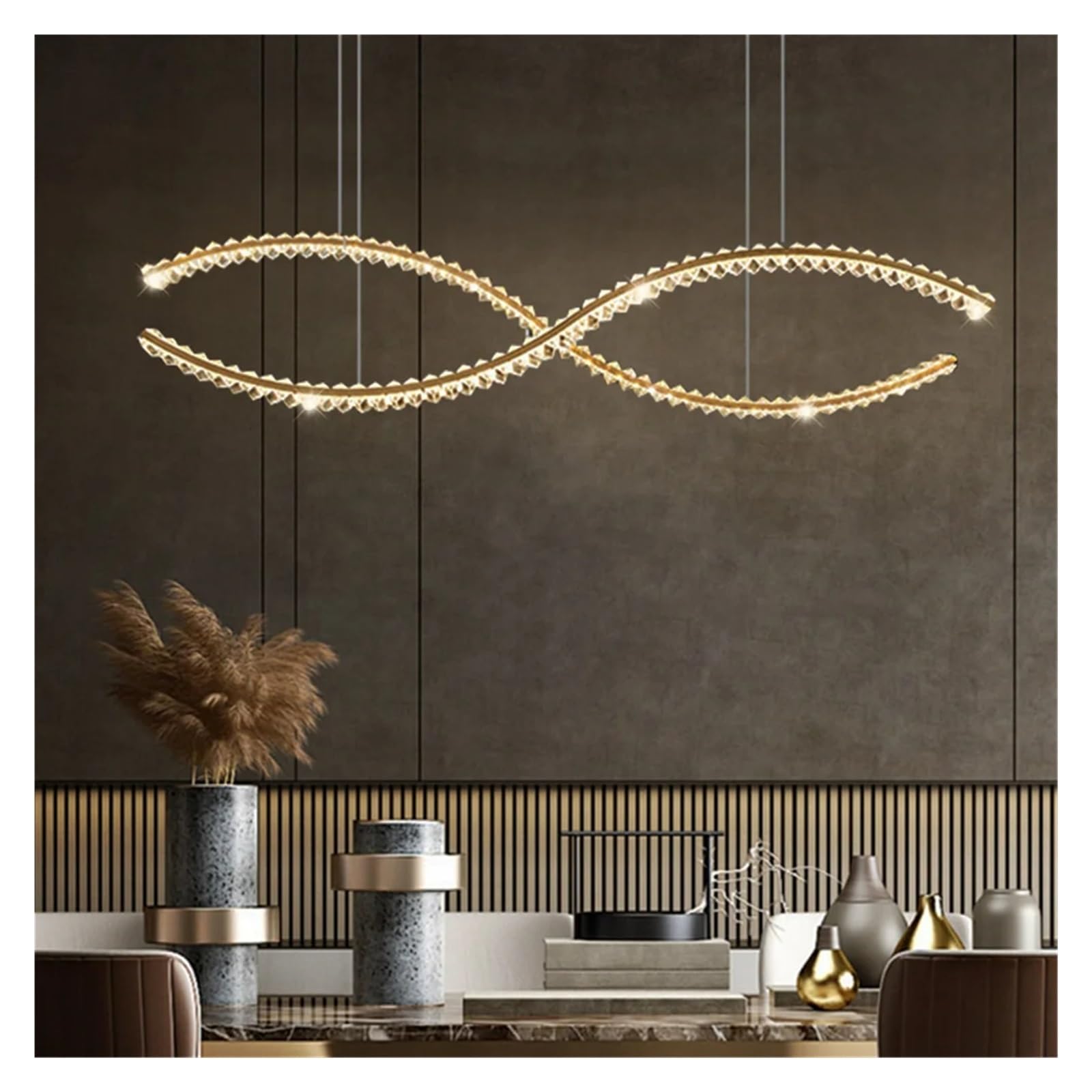 Żyrandol Do Jadalni, Nowoczesna Luksusowa Lampa Wisząca Z Kryształkami, Salon, Wyspa Kuchenna, Lampa Wisząca, Długi Żyrandol Ze Stali Nierdzewnej,L60CM