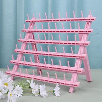 Braid Rack 60 Spools for Hair Standing Braid Hair Extension Rack Stand, Hair Separator Stand Hair Extension Holder for Stylists Light pink