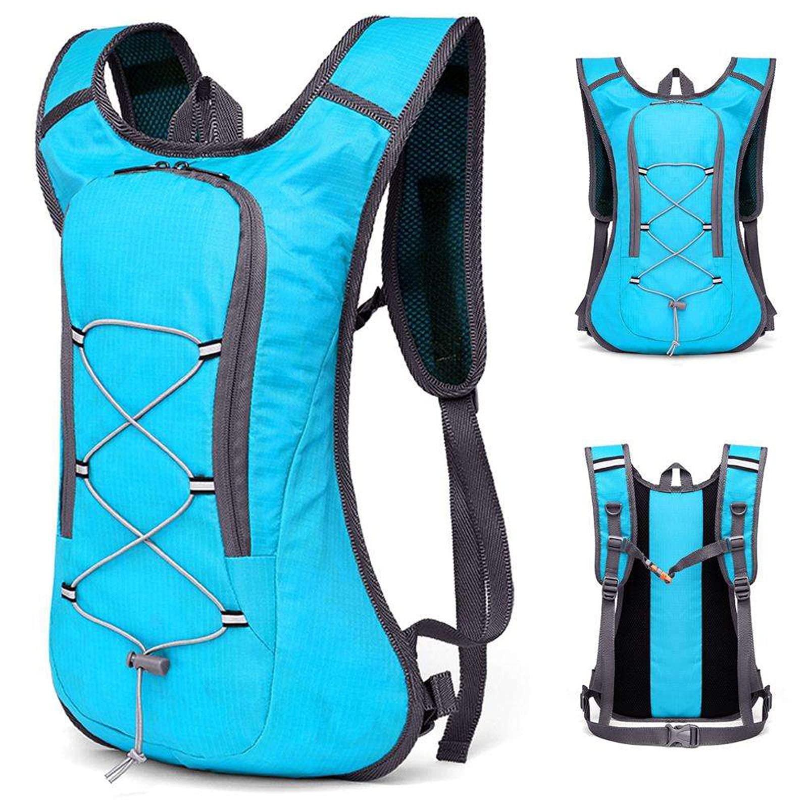 Sac à Dos VTT, Sac Hydratation avec Poche d'eau 2LSac à Dos Running Léger 8L pour Homme Femme pour Vélo VTT Randonnée Alpinisme Camping,Blue
