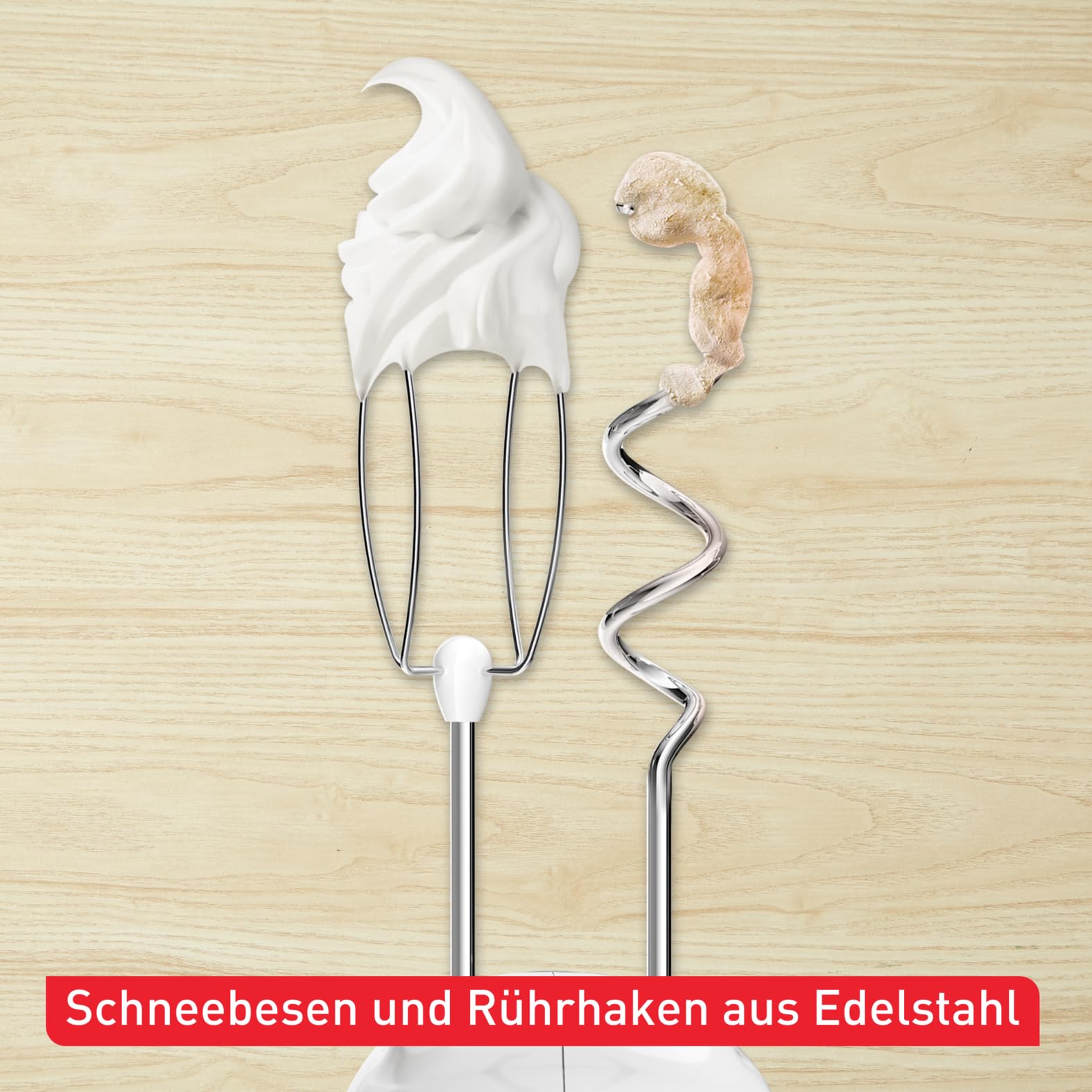 Tefal Prep'Mix + Handmixer mit Pürierstab, ideal für leichte und zähe Zubereitungen, leistungsstarker 500-W-Motor, 5 Geschwindigkeiten, Turbo-Funktion, Pürierstab-Aufsatz, weiß/grau, HT462138