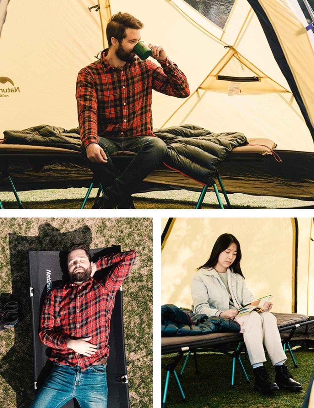 Lit Pliant en Mousse à mémoire de Forme Fauteuil de Jardin, lit Pliable, lit Simple d'extérieur Portable, lit de Camping, lit de Sieste au Bureau, 190 x 65 x 38 cm