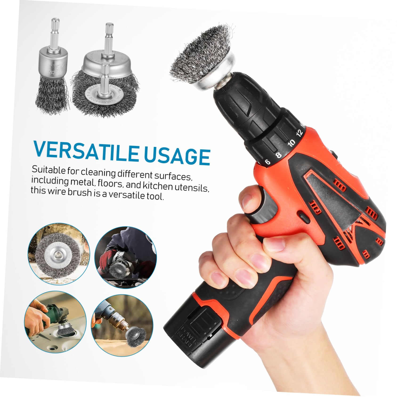 Brosse à Roue Métallique pour Perceuse, 15 Pièces, Noir
