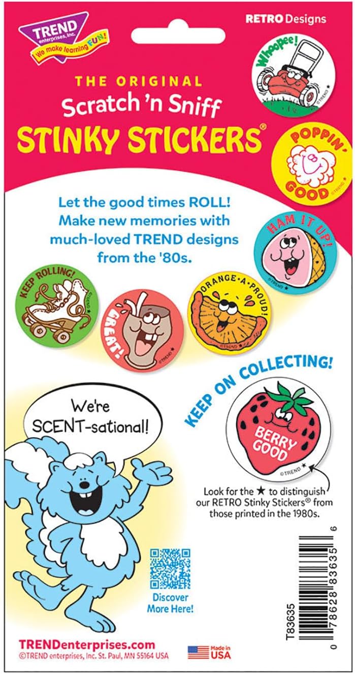 Pie-FECT!/Fruit Pie Scent Retro Scratch 'n Sniff Stinky Stickers by TREND; 24 Seals/Pack - Authentic 1980s Designs!