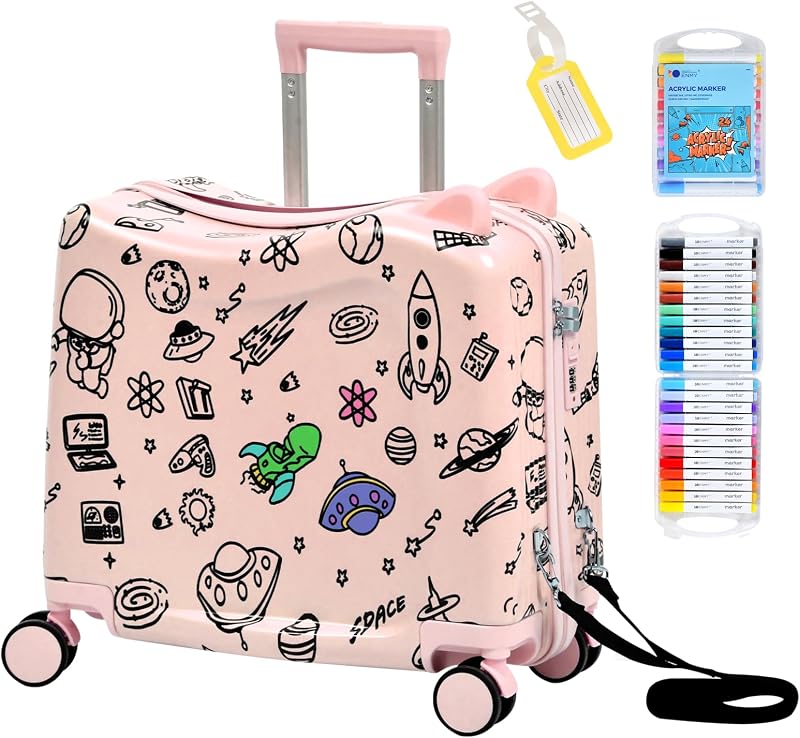 valija para niños con lindas orejas, equipaje de mano de 20" con cerradura TSA