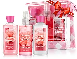 Vital Luxury Bath & Body Care Travel Set - Home Spa Set with Body Lotion, Shower Gel and Fragrance Mist, Personal Body Car...