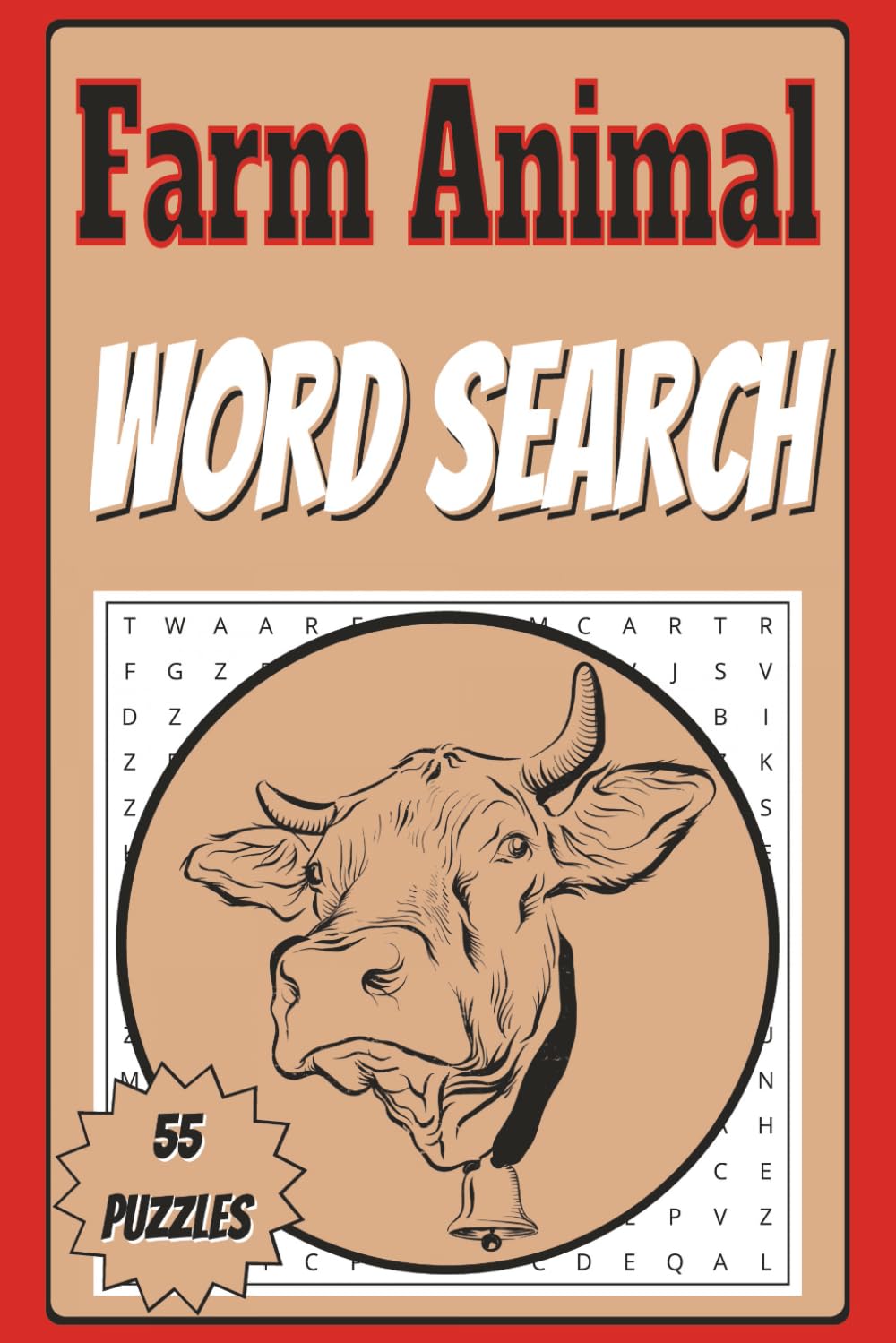 Farm Animal Word Search: Word searches with easy to read print about livestock, barns, tractors, and country farm life | 6x9 inches, 110 pages | 55 puzzles