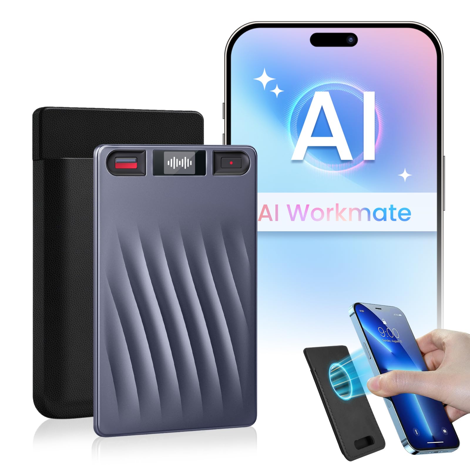 Photo 1 of RECPOINT AI Voice Recorder, Professional Voice Activated Recorder with AI Transcription & Summarize, 64GB Storage, 30H Battery, Noise Cancellation and AI Note Taker for Meetings and Interviews & calls
