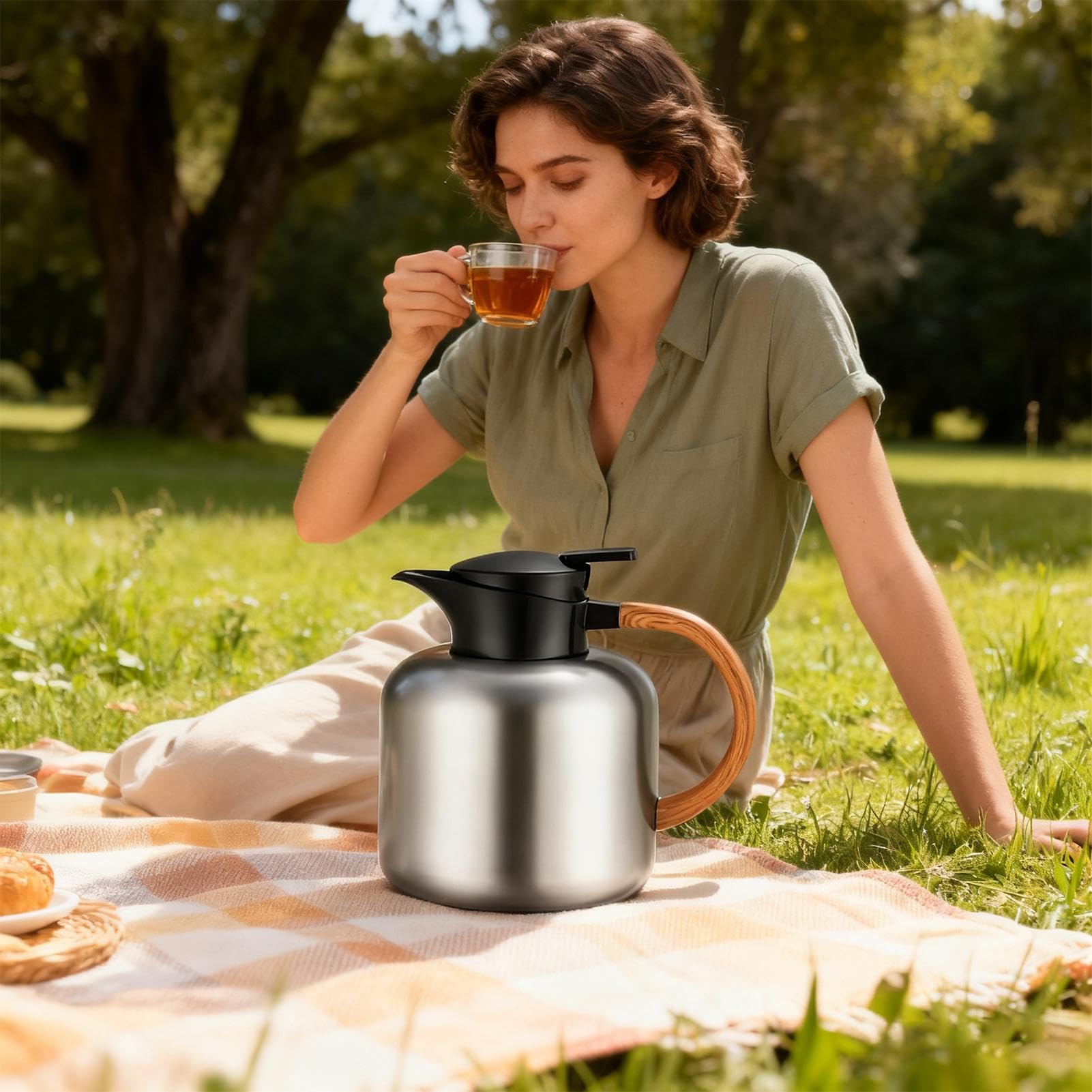 Jarra De Agua Noche - 2 L Aislamiento Al Vacío | cafeterá teterá De Acero Inoxidable | Bebidas Calientes, Frías, Jugos Y Tés | Ideal Para El Hogar, La Oficina, Apartamento, Restaurantes, Comercios