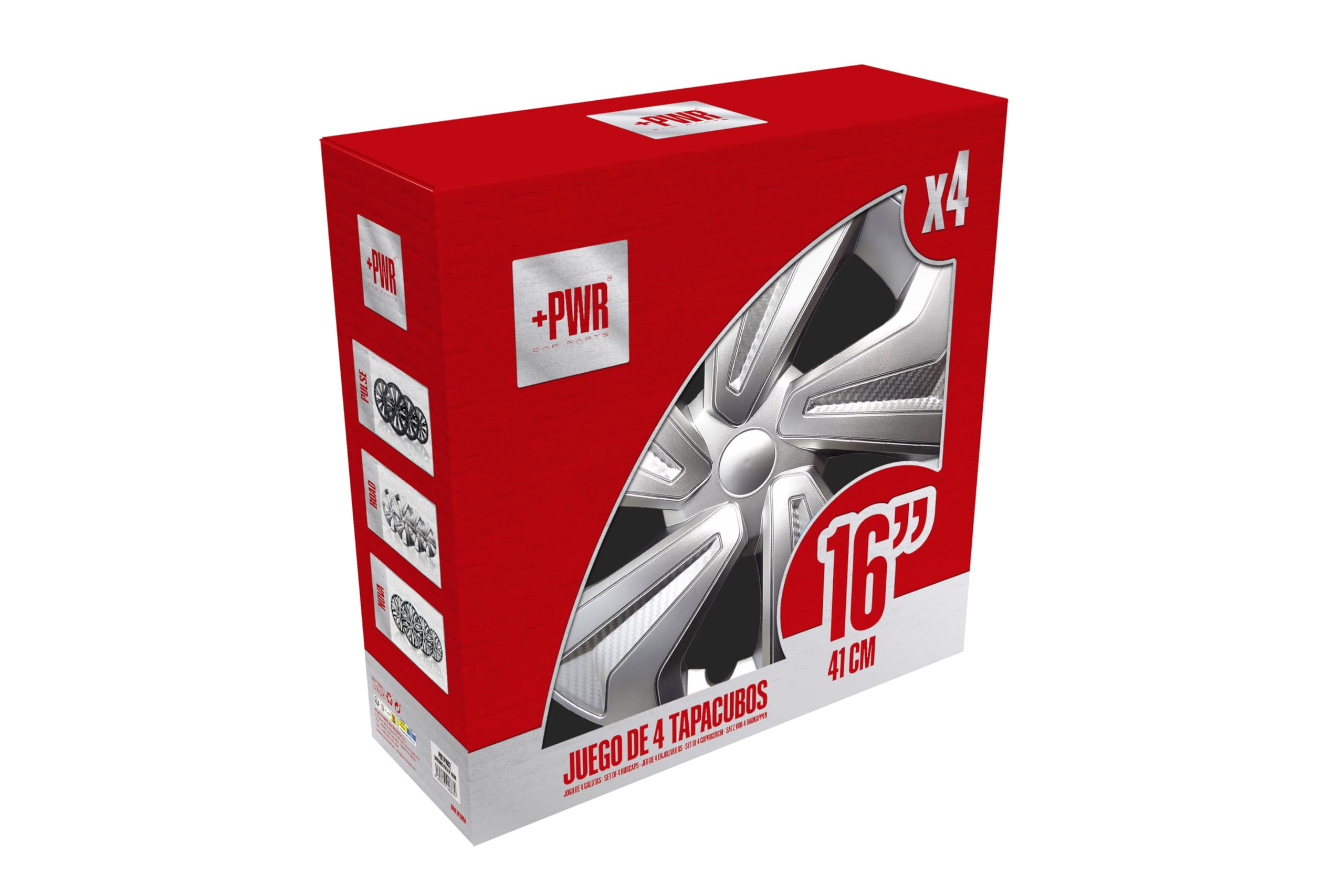 Copricerchio 16" Road Argento, Set di 4 Unità, Universali, ABS ad Alto Impatto, Fissaggio a Pressione, Design Moderno e Ventilazione Ottimizzata