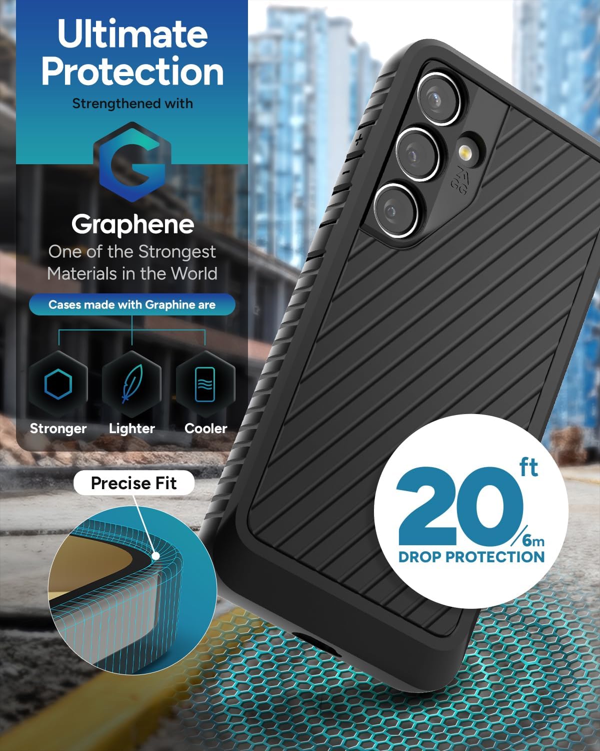 ZAGG Everest Samsung Galaxy S24+ Case - Extreme Triple-Layer Graphene-Enhanced Protection, 20ft Drop Resistant, Eco-Friendly, Non-Slip Grip, Black