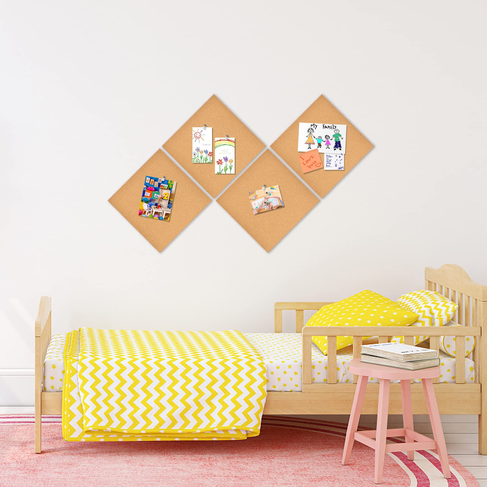 Amazon.co.jp: Aitakatta 12x12 コルクボードタイル掲示板、厚さ1/2