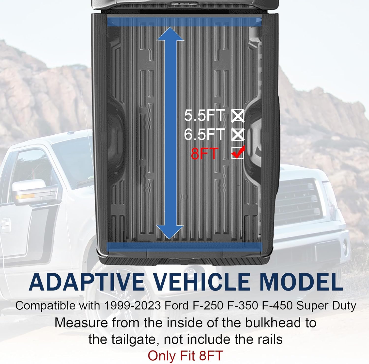 DICMIC Hard Tri-Fold Truck Bed Tonneau Cover Compatible with 1999-2023 Ford F-250 F-350 F-450 Super Duty 8FT Bed