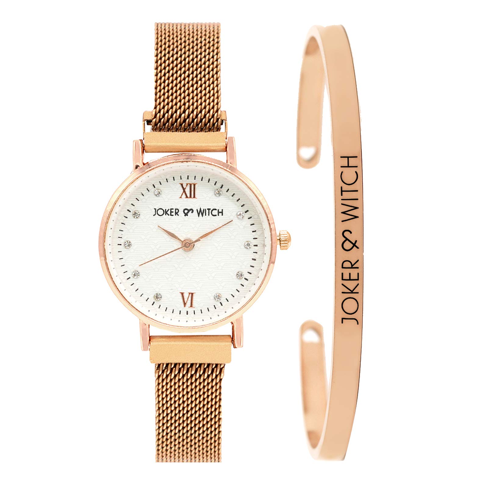 Joker & Witch Stainless Steel Taffy Rosegold Magnetic Analogue Watch Bracelet Gift Set For Women, White Dial, Rose Gold Band (B08B3R9QGQ) Amazon Price History, Amazon Price Tracker