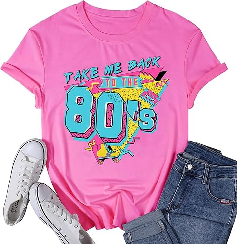 Camiseta de los años 80 para mujer, estilo vintage, casual, retro, de los años 80, novedosa camiseta nostalgia