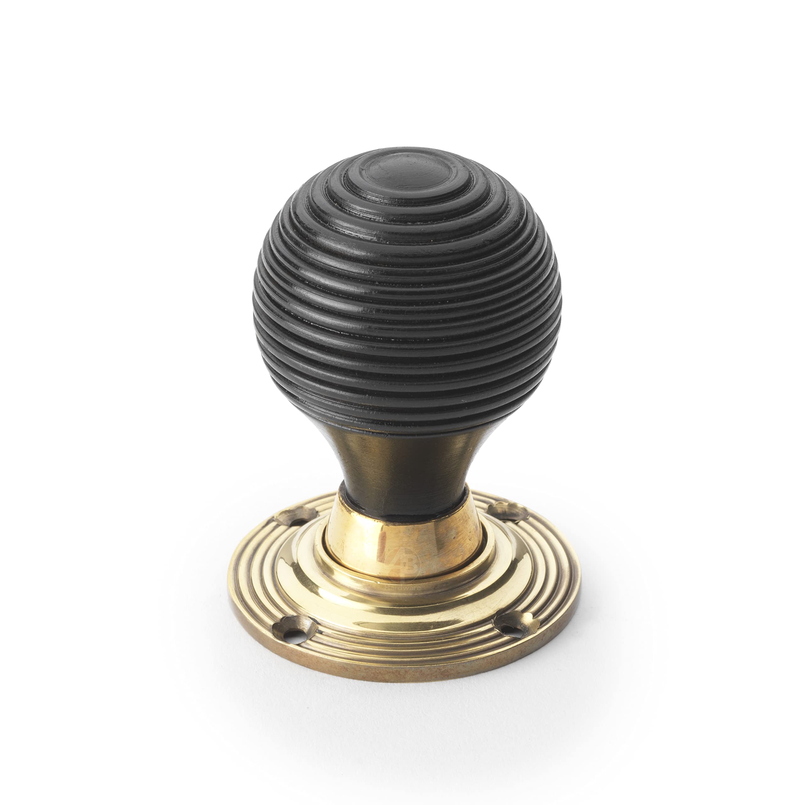 Ab Hardware Black Aged Brass Ebonised Wooden Beehive Door Knobs Rim Mortice Pair Of New