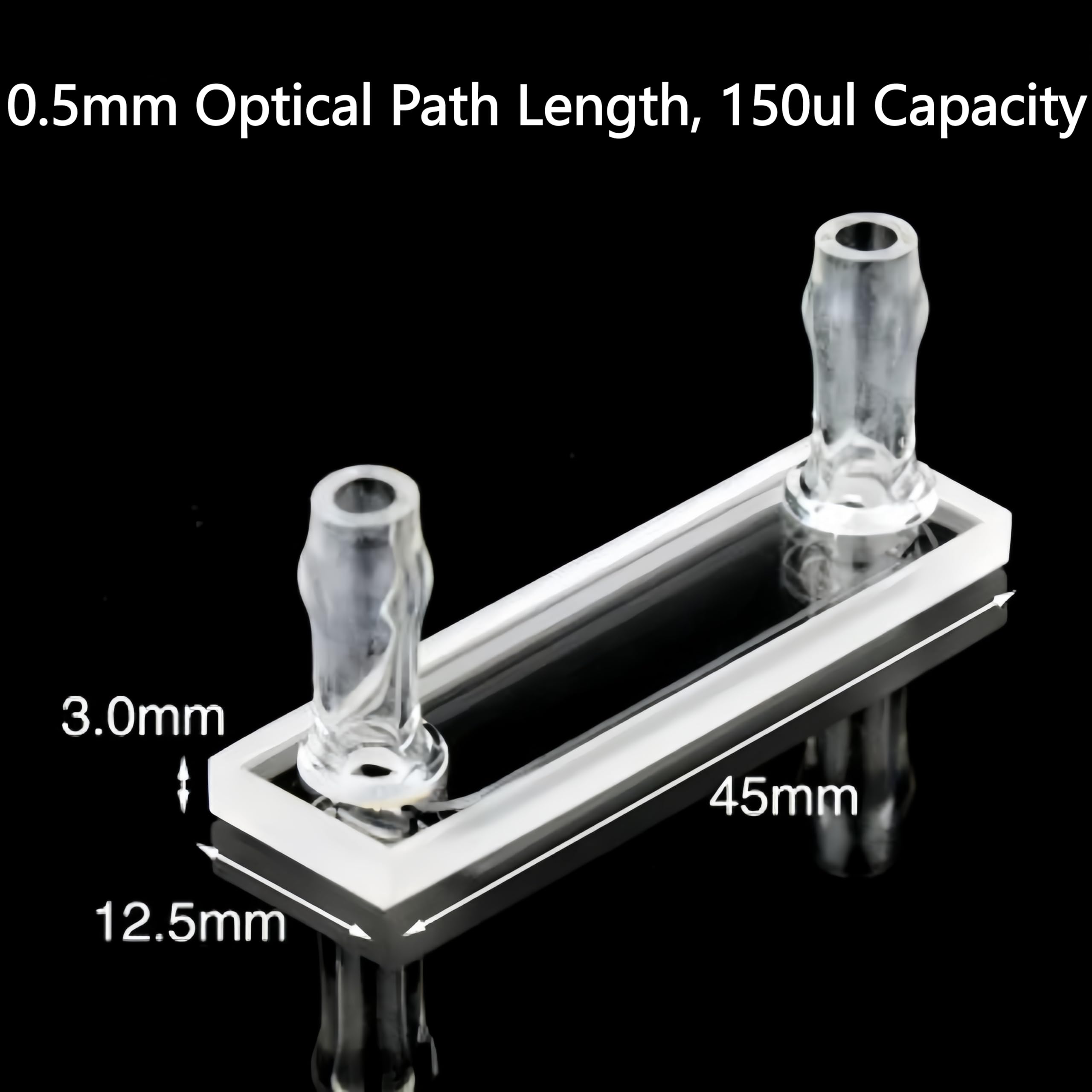 Cuvetta for cella a flusso al quarzo - Camera for campioni tubolare a flusso passante for spettroscopia, 1 pezzo(0.5mm Optical Path)
