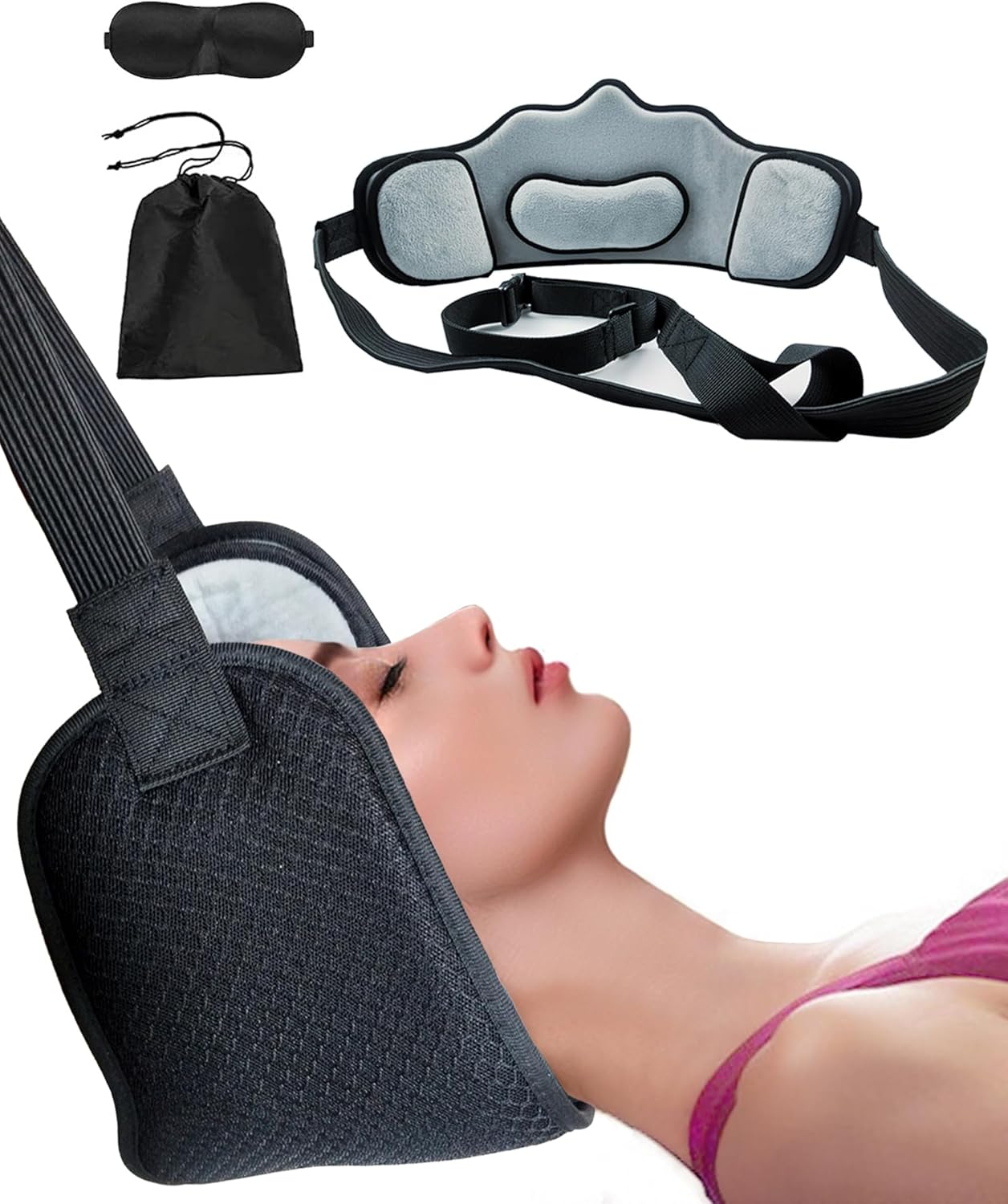 Portable Neck Stretcher Hammock,Cervical Neck Traction Device for Neck Pain Relief Over Door for Home Use, Physical Therapy AIDS for Neck Decompressor for Men and Women(1 Piece Black) - Image 1 of 6